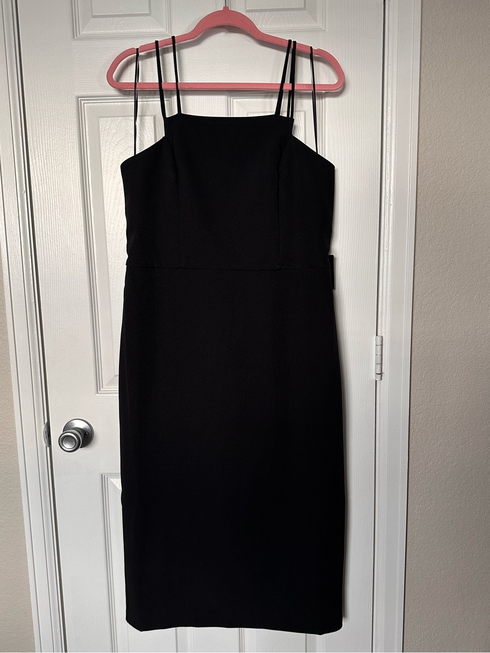 Express Black Midi Sheath Dress with Double Spaghetti Straps